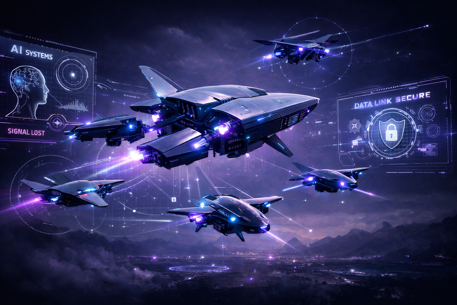 Concept illustration of a modular UAS mothership coordinating multiple sub-vehicles.